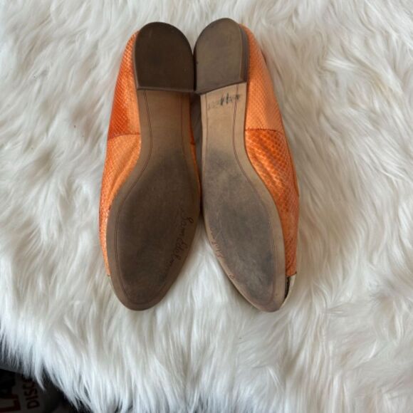 Sam Edelman Aster Orange Snake Leather Cap Toe Flats Sz 8 - Picture 4 of 4